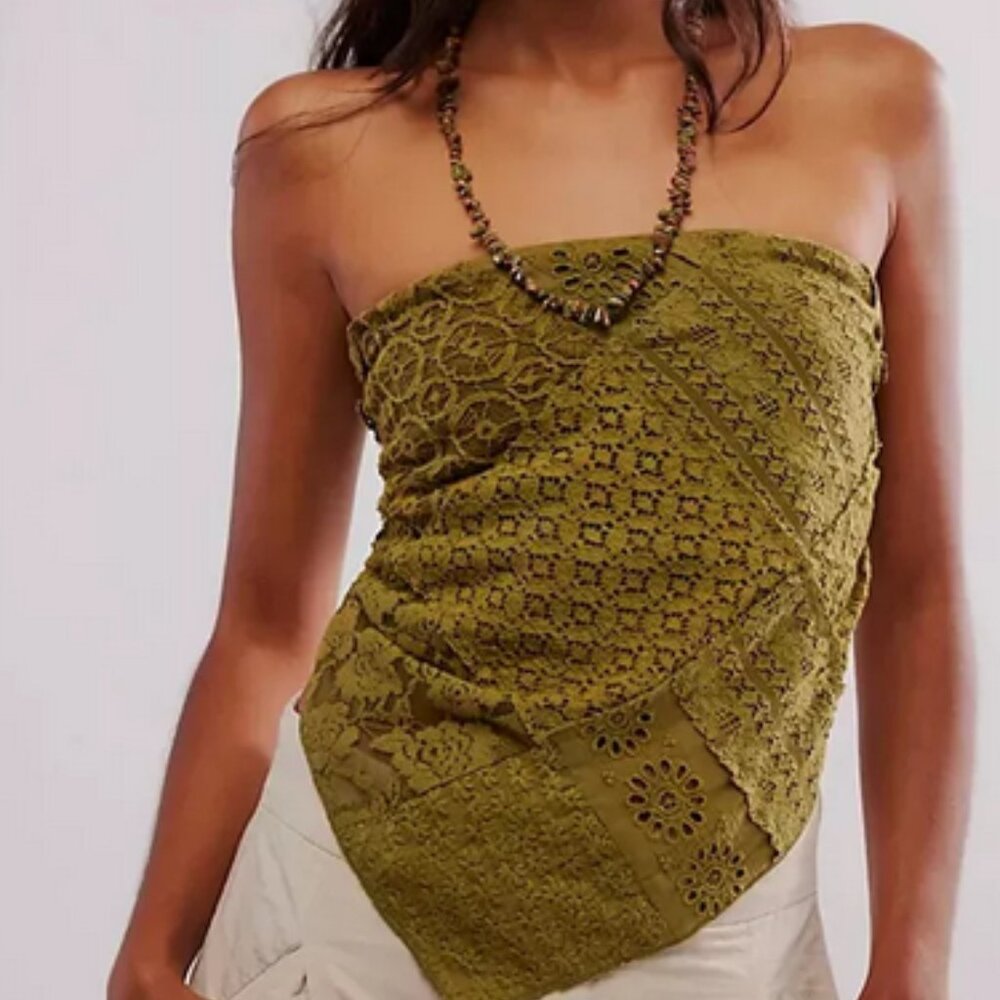 Free People FP One Raya Lace Bandana Top Strapless New S